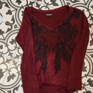 Metal Mulisha Burgundy Long Sleeve with Black Design